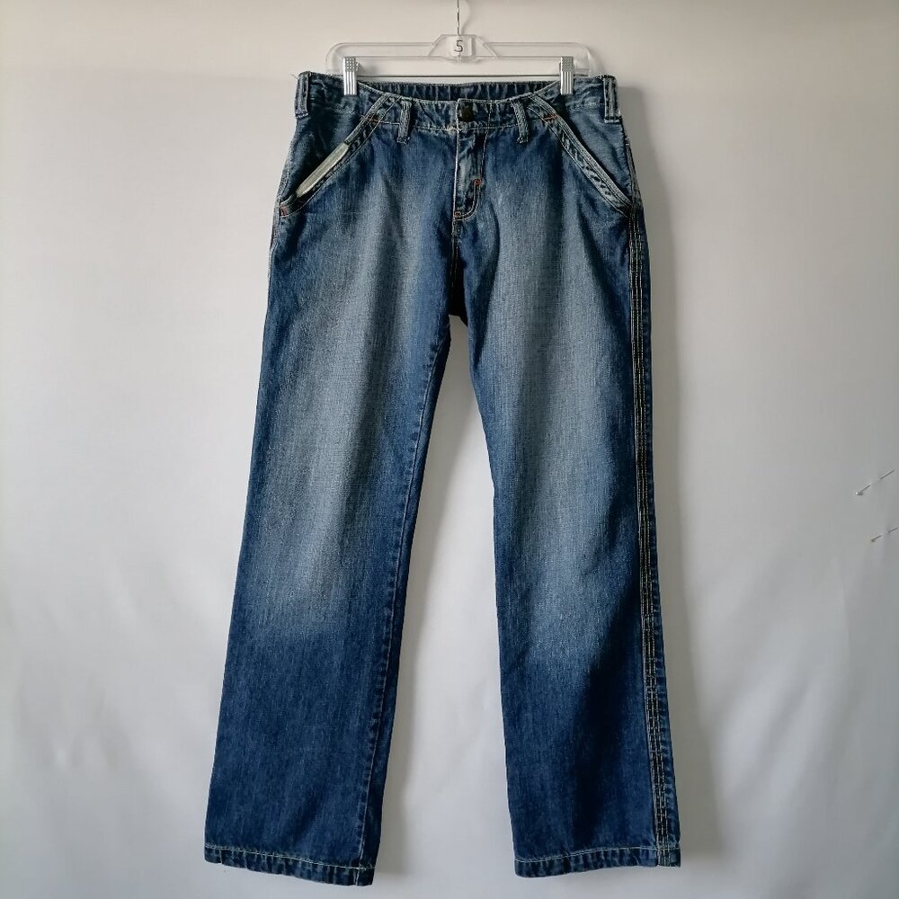 S.Y.N Mens Blue Medium Wash Denim Mid Rise Straight Jeans Size 33/34